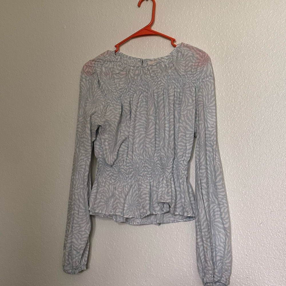 Universal Thread Light Blue Smocked Peplum Blouse